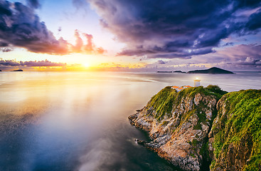 Image showing Hong Kong lighthouse during sunrise