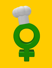 Image showing female symbol with cook hat on yellow background - 3d rendering