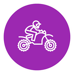 Image showing Man riding motocross bike line icon.