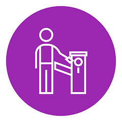 Image showing Man at car barrier line icon.