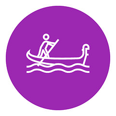 Image showing Sailor rowing boat line icon.