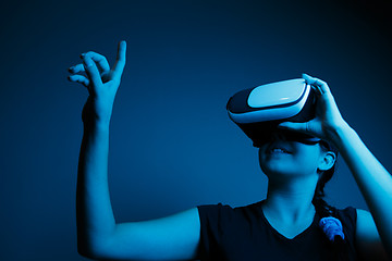 Image showing Woman with glasses of virtual reality