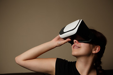 Image showing Woman with glasses of virtual reality