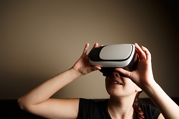 Image showing Woman with glasses of virtual reality