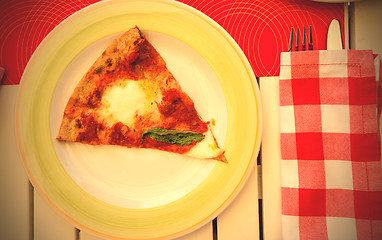 Image showing Pizza Margherita with basil leaves