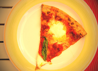 Image showing margarita pizza slice on a plate