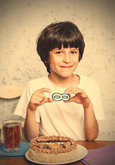 Image showing boy birthday with a sign infinity