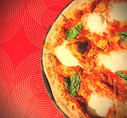 Image showing pizza margarita on red