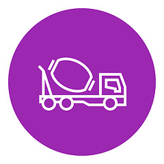 Image showing Concrete mixer truck line icon.