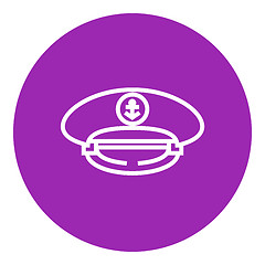 Image showing Captain peaked cap line icon.