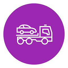 Image showing Car towing truck line icon.