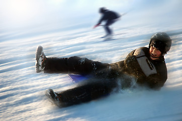 Image showing Boy on sled