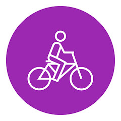 Image showing Man riding bike line icon.