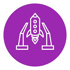 Image showing Space shuttle on take-off area line icon.