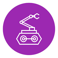 Image showing Industrial mechanical robot arm line icon.