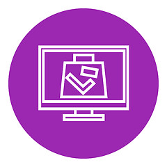 Image showing Suitcase at x-ray airport scanner line icon.