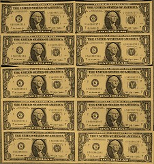 Image showing Dollar notes 1 Dollar - vintage