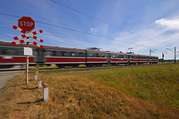 Image showing Passenger train in motion