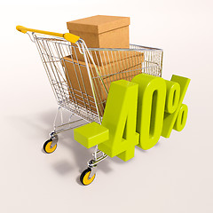 Image showing Shopping cart and 40 percent