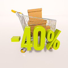 Image showing Shopping cart and 40 percent