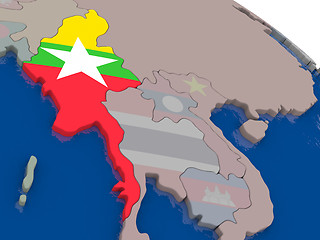 Image showing Myanmar with flag