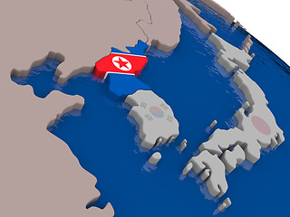 Image showing North Korea with flag