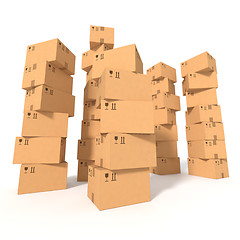 Image showing Stacks of cardboard boxes