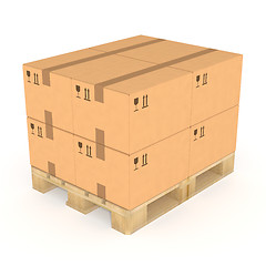 Image showing Stack of boxes on a pallet.