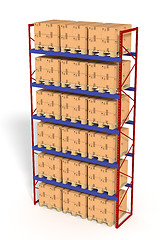 Image showing Rrack filled with boxes.