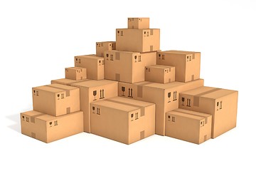 Image showing Stacks of cardboard boxes