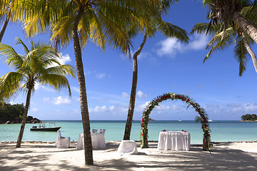 Image showing Wedding decoration at Praslin island, Seychelles