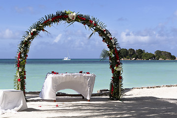 Image showing Wedding decoration at Praslin island, Seychelles
