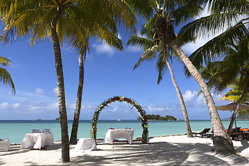 Image showing Wedding decoration at Praslin island, Seychelles