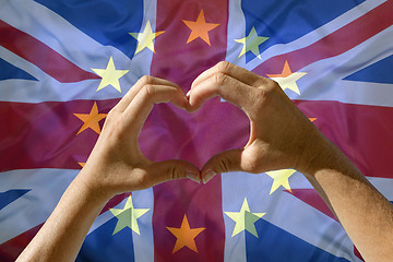 Image showing Hands heart symbol, exit Great Britain from European Union