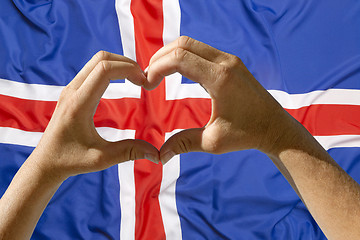 Image showing Hands heart symbol, Iceland flag
