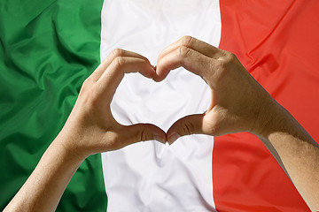 Image showing Hands heart symbol, Italy flag