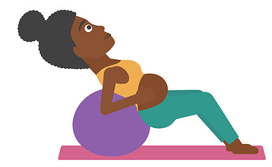 Image showing Pregnant woman on gymnastic ball.