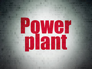 Image showing Manufacuring concept: Power Plant on Digital Data Paper background