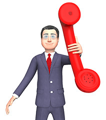 Image showing Talking Character Shows Phone Call And Business 3d Rendering