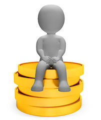 Image showing Coins Money Means Treasure Saver And Finances 3d Rendering