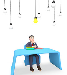 Image showing Businessman Lightbulbs Shows Power Sources And Concept 3d Render