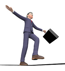 Image showing Character Tightrope Means High Line And Balanced 3d Rendering