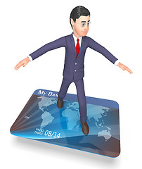 Image showing Debit Card Shows Business Person And Bankruptcy 3d Rendering