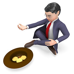 Image showing Coins Begging Indicates Business Person And Cash 3d Rendering