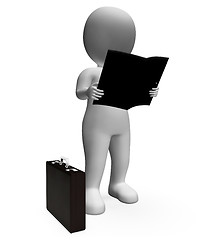 Image showing Reading Character Shows Business Person And Book 3d Rendering