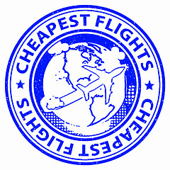 Image showing Cheapest Flights Indicates Low Cost And Aeroplane