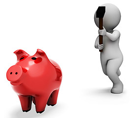 Image showing Piggybank Character Indicates Spending Word And Banking 3d Rende