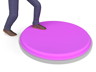 Image showing Button Businessman Shows Stop Entrepreneurs And Power 3d Renderi