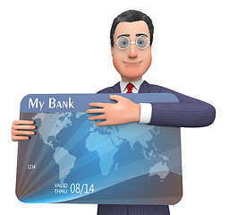 Image showing Credit Card Means Business Person And Bank 3d Rendering