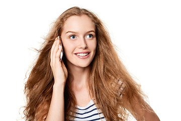 Image showing Woman speaking on cell phone